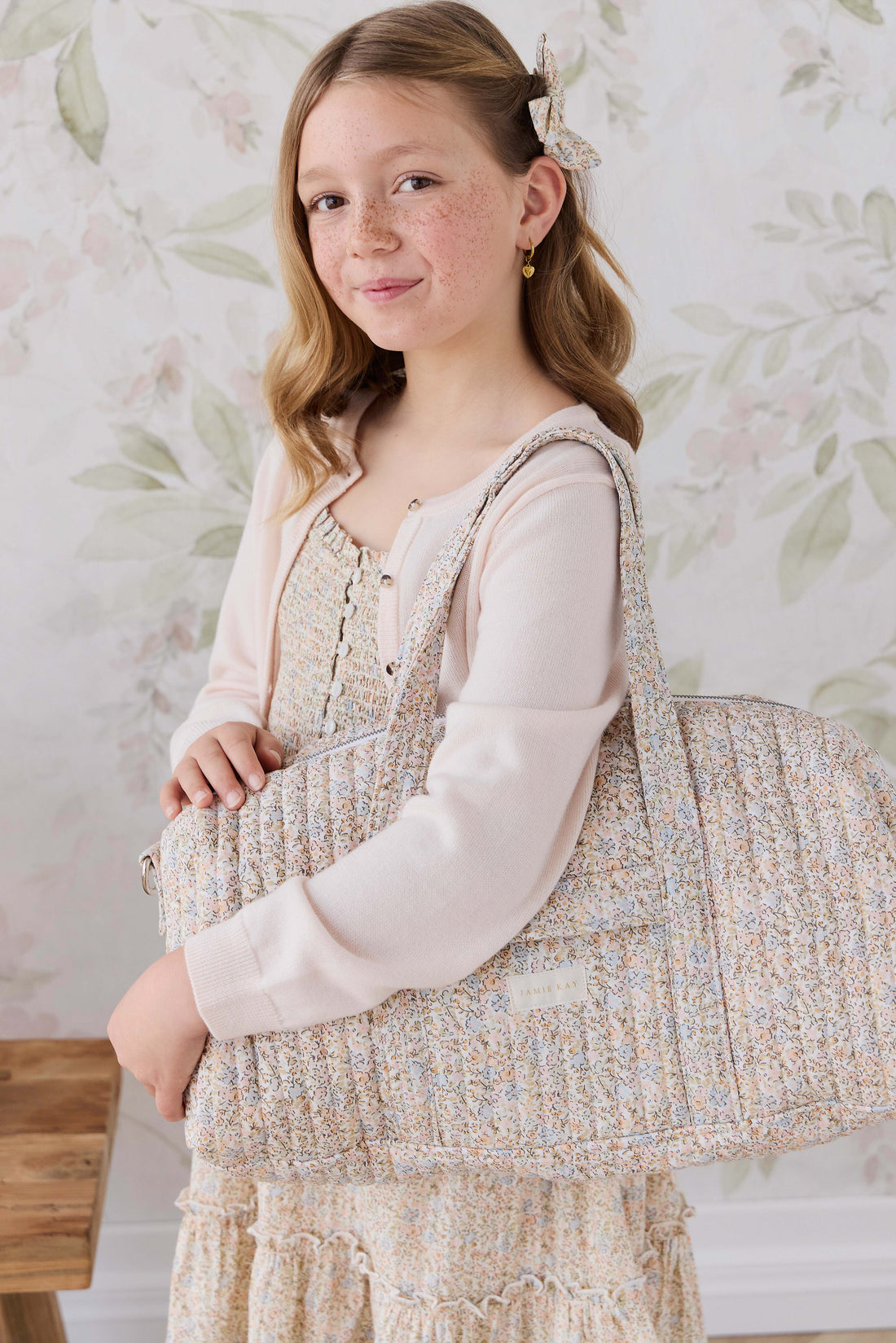 Adelaide Quilted Overnight Bag - Tully Peach Childrens Bag from Jamie Kay NZ