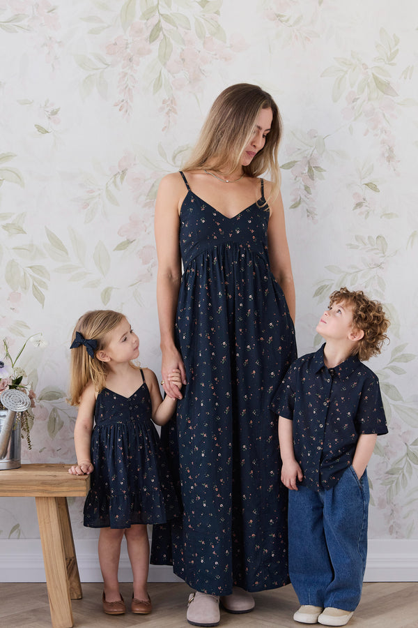 Organic Cotton Womens Whitley Dress - Eloise Navy Childrens Dress from Jamie Kay NZ