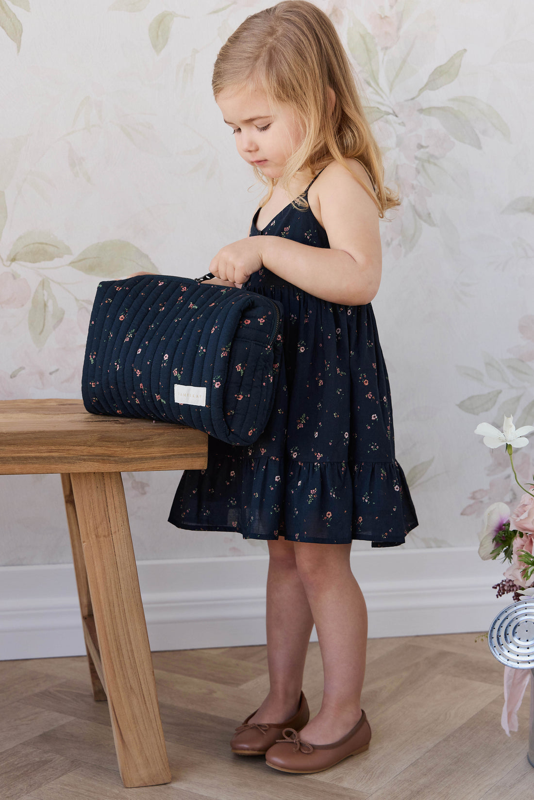 Adelaide Quilted Pouch - Eloise Navy Childrens Bag from Jamie Kay NZ