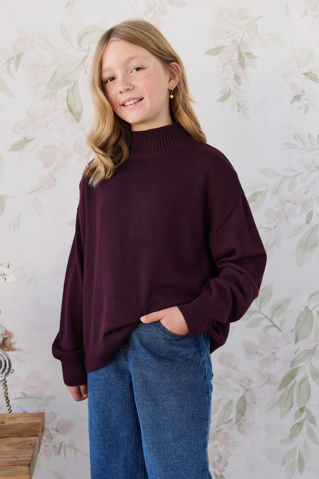 Merino Turtleneck Jumper - Blackberry Childrens Jumper from Jamie Kay NZ