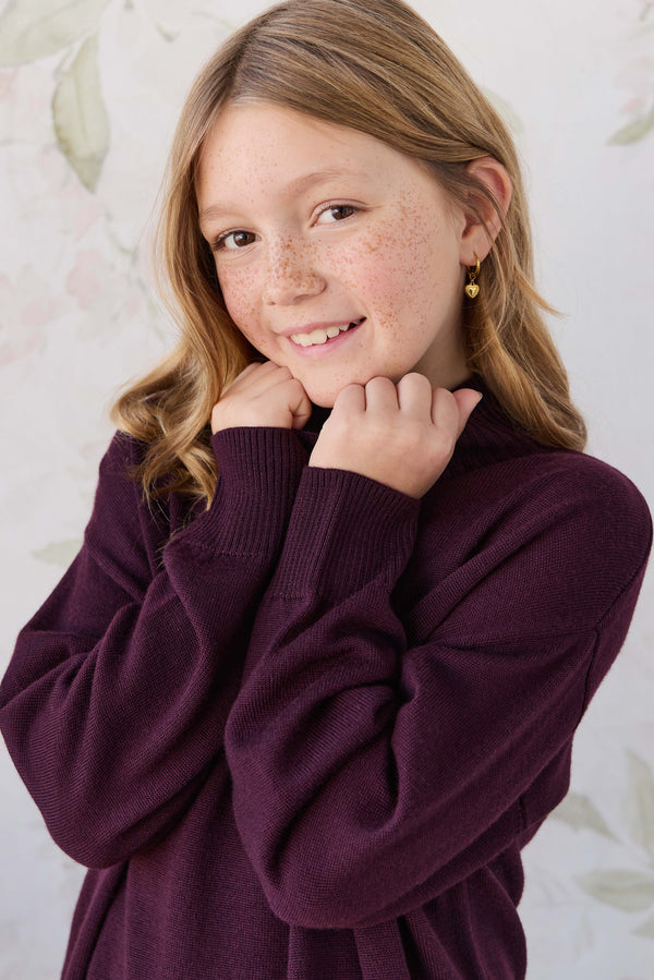 Merino Turtleneck Jumper - Blackberry Childrens Jumper from Jamie Kay NZ