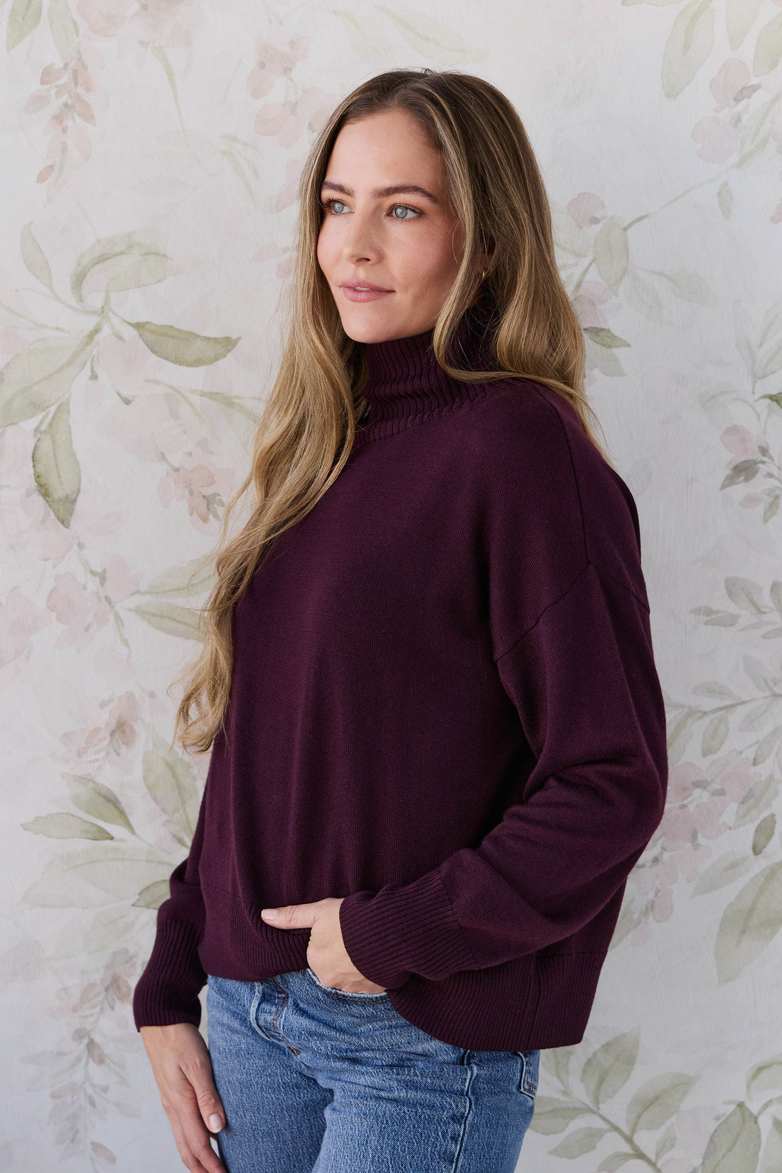 Merino Womens Turtleneck Jumper - Blackberry Childrens Jumper from Jamie Kay NZ