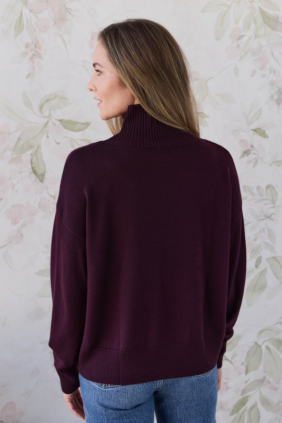 Merino Womens Turtleneck Jumper - Blackberry Childrens Jumper from Jamie Kay NZ