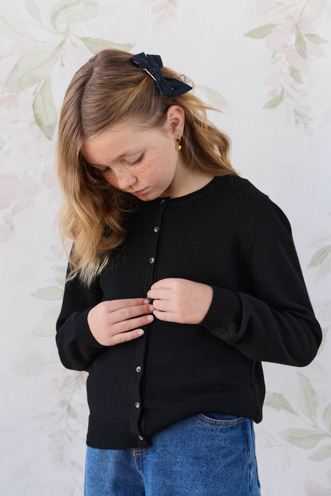 Merino Camille Cardigan - Black Childrens Cardigan from Jamie Kay NZ