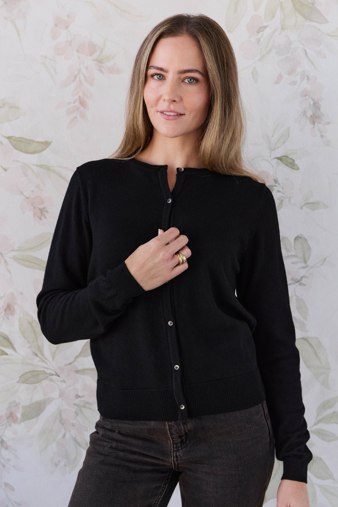 Merino Camille Womens Cardigan - Black Childrens Cardigan from Jamie Kay NZ