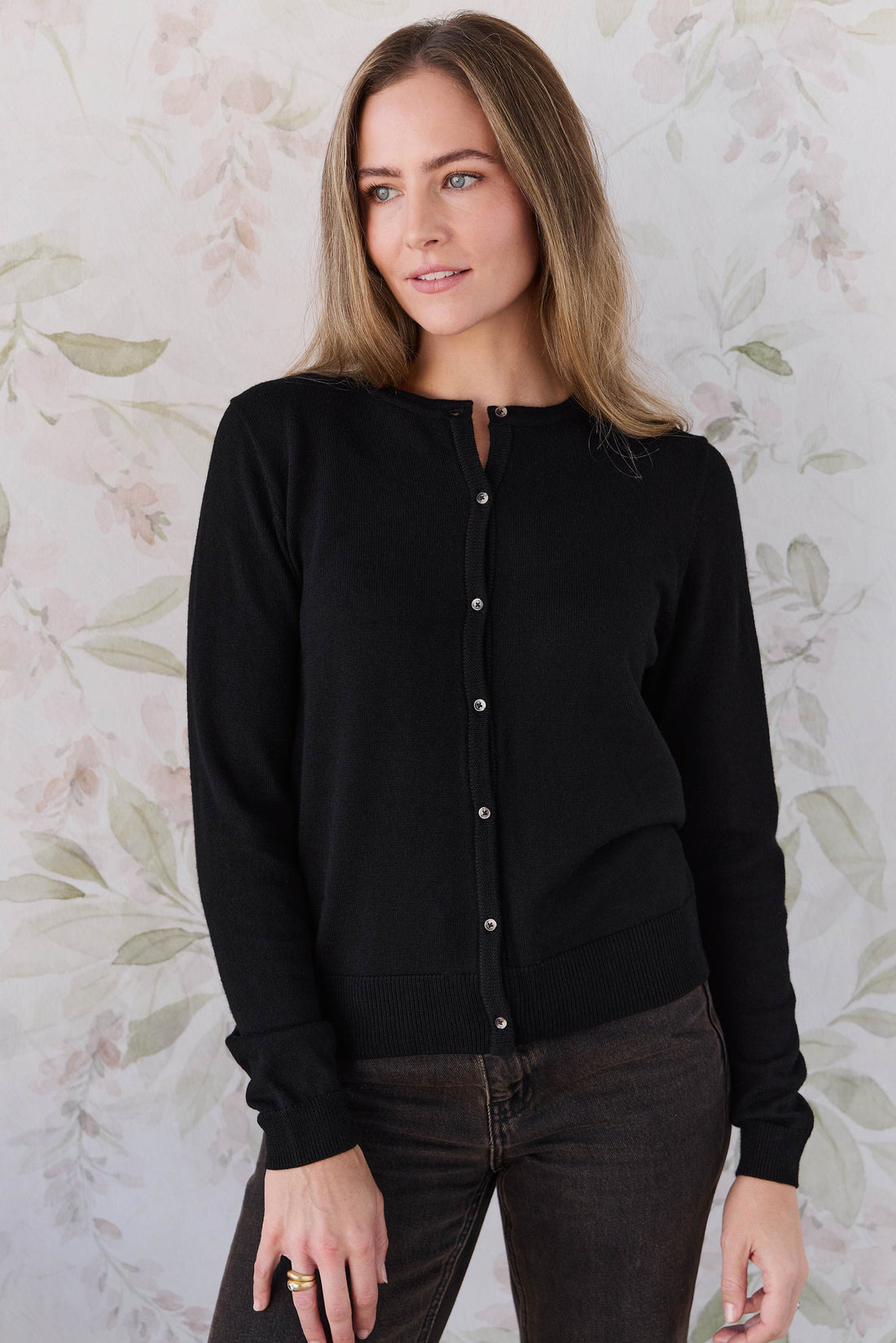 Merino Camille Womens Cardigan - Black Childrens Cardigan from Jamie Kay NZ