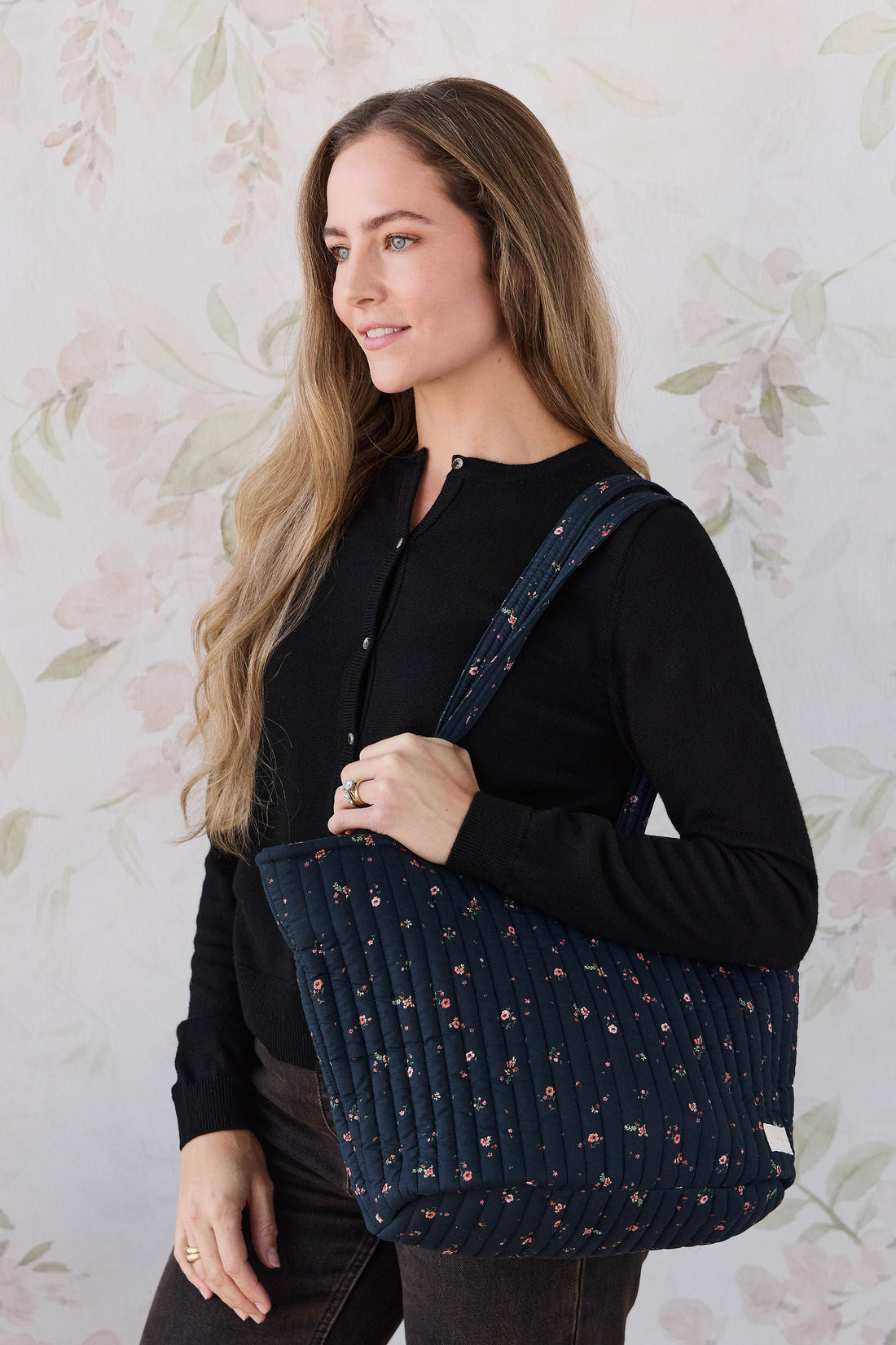 Emiko Quilted Tote - Eloise Navy Childrens Bag from Jamie Kay NZ