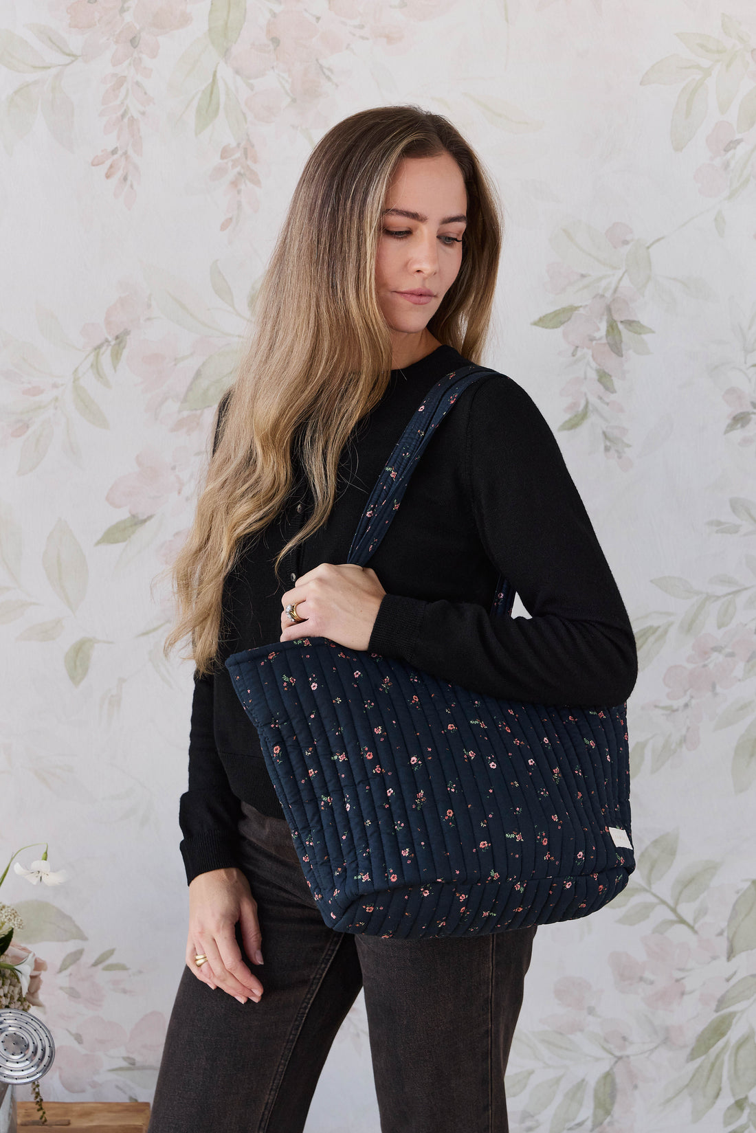 Emiko Quilted Tote - Eloise Navy Childrens Bag from Jamie Kay NZ