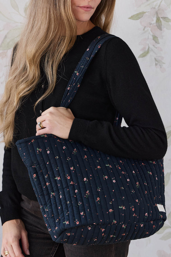 Emiko Quilted Tote - Eloise Navy Childrens Bag from Jamie Kay NZ