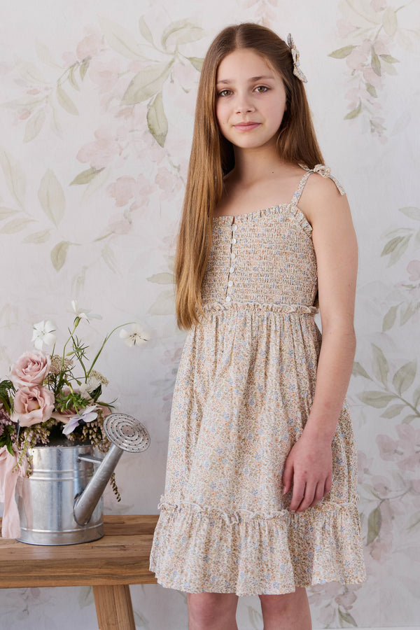 Organic Cotton Maude Dress - Tully Peach Childrens Dress from Jamie Kay NZ
