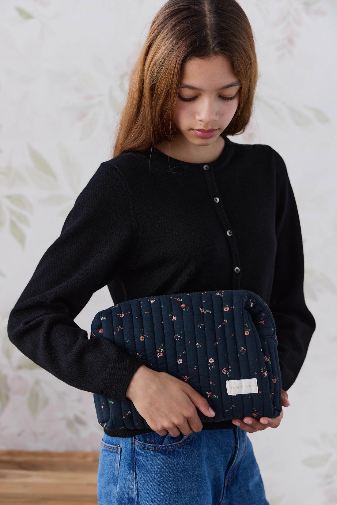 Adelaide Quilted Pouch - Eloise Navy Childrens Bag from Jamie Kay NZ