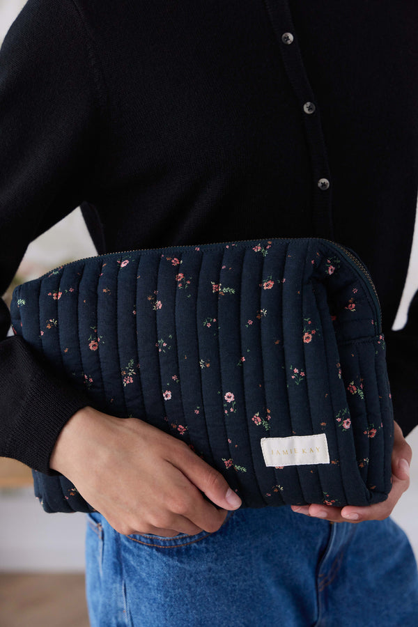 Adelaide Quilted Pouch - Eloise Navy Childrens Bag from Jamie Kay NZ