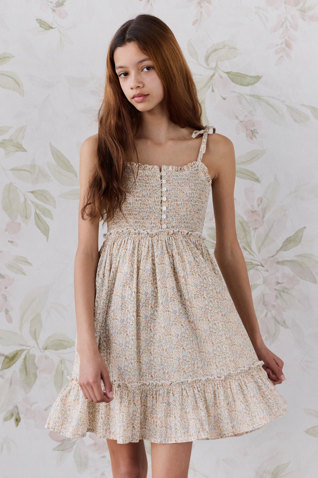 Organic Cotton Maude Dress - Tully Peach Childrens Dress from Jamie Kay NZ