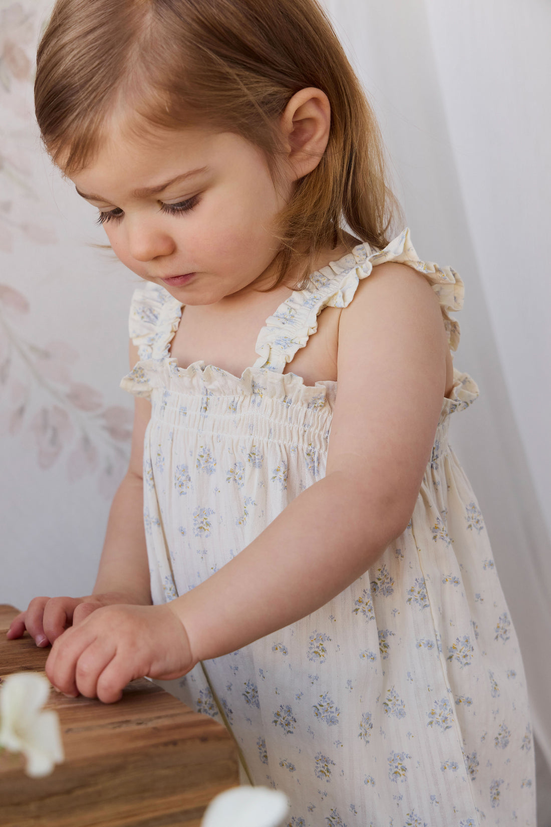 Organic Cotton Catalina Playsuit - Justine Vanilla Sky Childrens Playsuit from Jamie Kay NZ