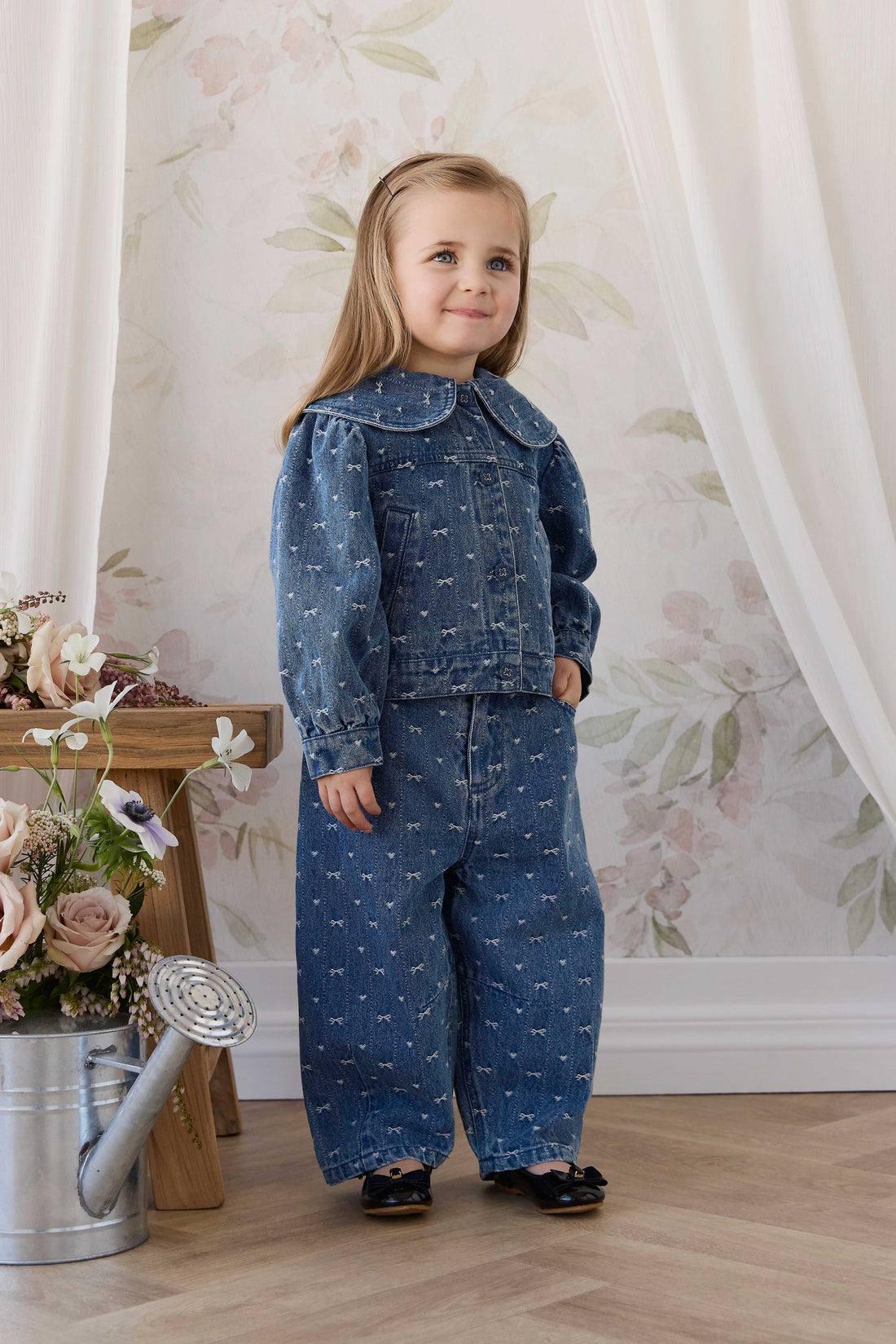 Elka Jacket - Amour Bows Denim Childrens Jacket from Jamie Kay NZ