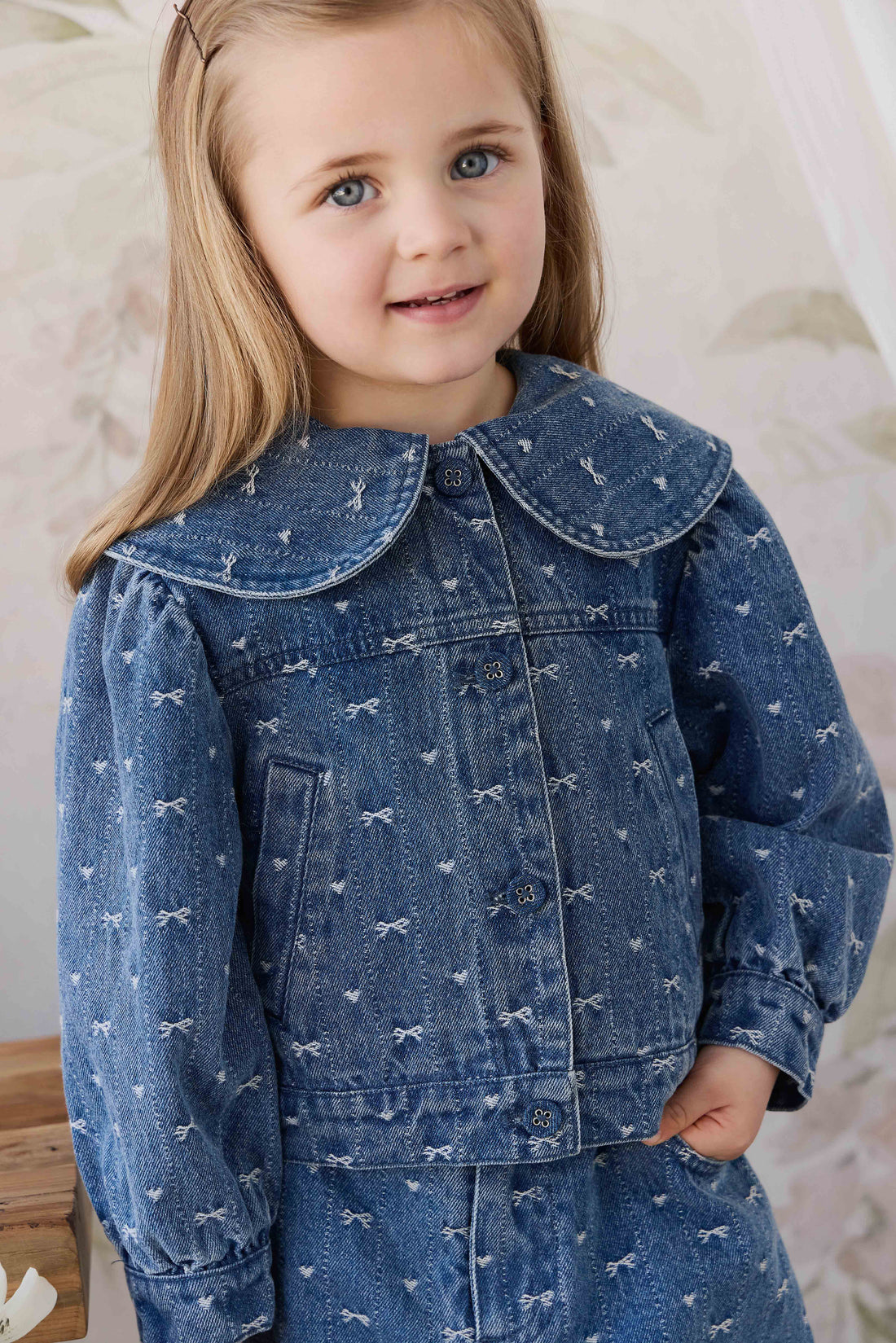 Elka Jacket - Amour Bows Denim Childrens Jacket from Jamie Kay NZ