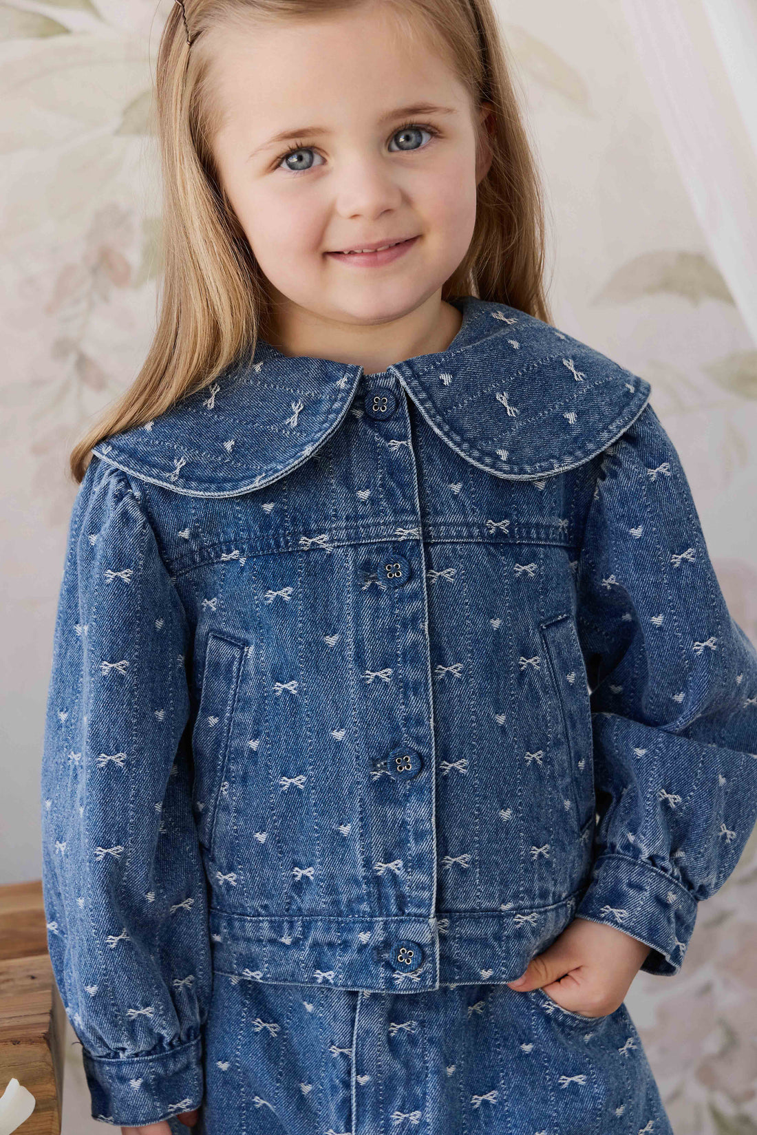 Elka Jacket - Amour Bows Denim Childrens Jacket from Jamie Kay NZ