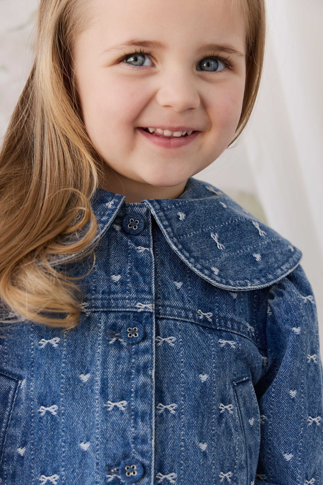 Elka Jacket - Amour Bows Denim Childrens Jacket from Jamie Kay NZ