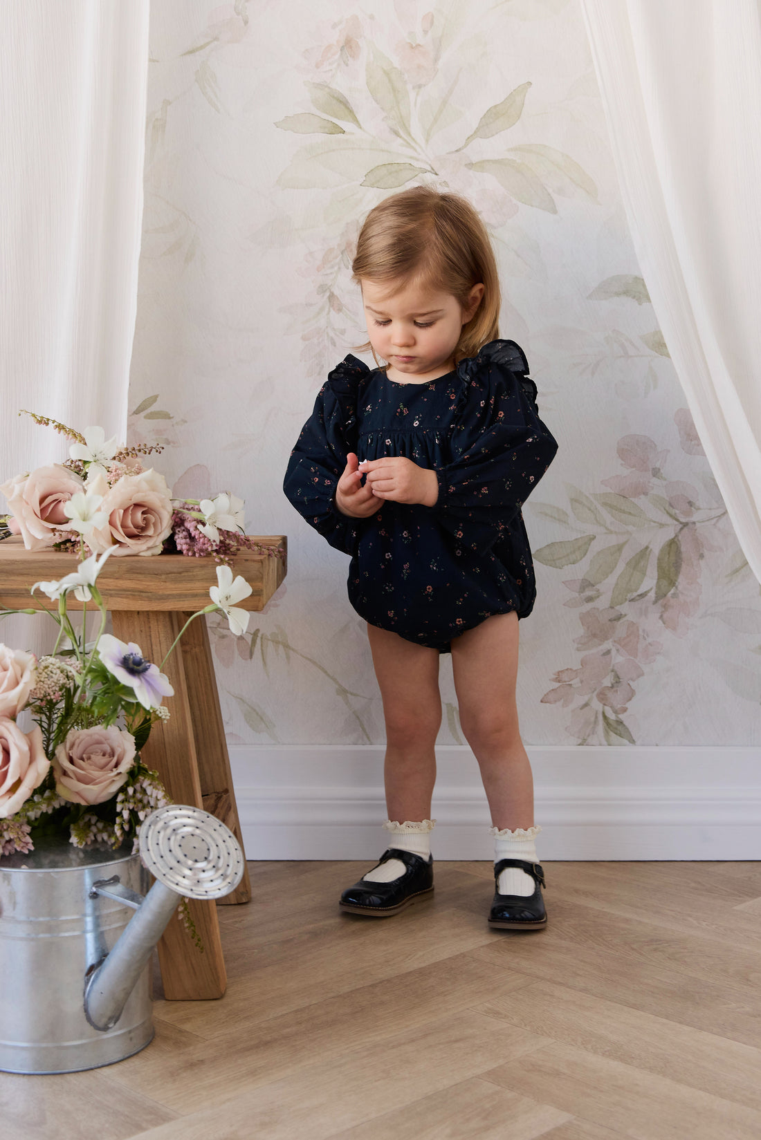Organic Cotton Kaianna Playsuit - Eloise Navy Childrens Playsuit from Jamie Kay NZ