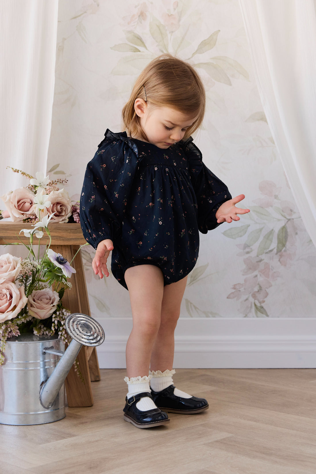 Organic Cotton Kaianna Playsuit - Eloise Navy Childrens Playsuit from Jamie Kay NZ