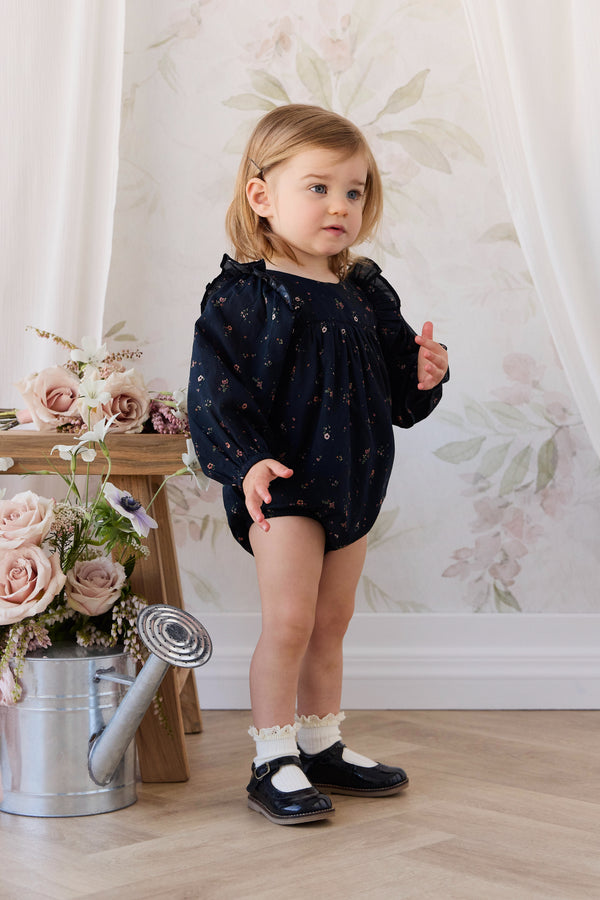 Organic Cotton Kaianna Playsuit - Eloise Navy Childrens Playsuit from Jamie Kay NZ