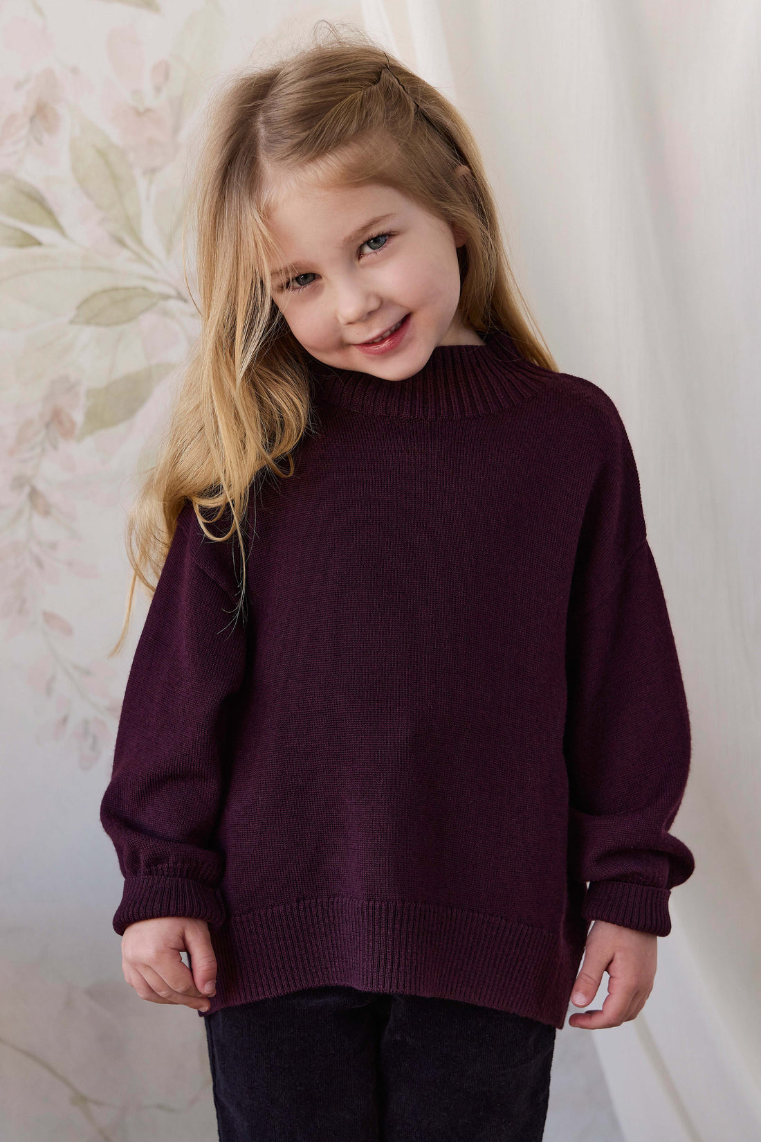 Merino Turtleneck Jumper - Blackberry Childrens Jumper from Jamie Kay NZ