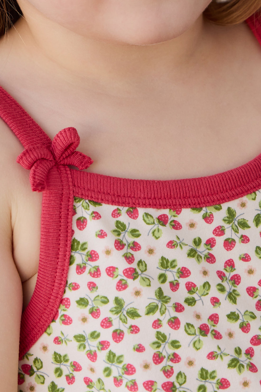 Organic Cotton Jaida Pyjama Singlet Set - Cottage Strawberries Childrens Pyjamas from Jamie Kay NZ