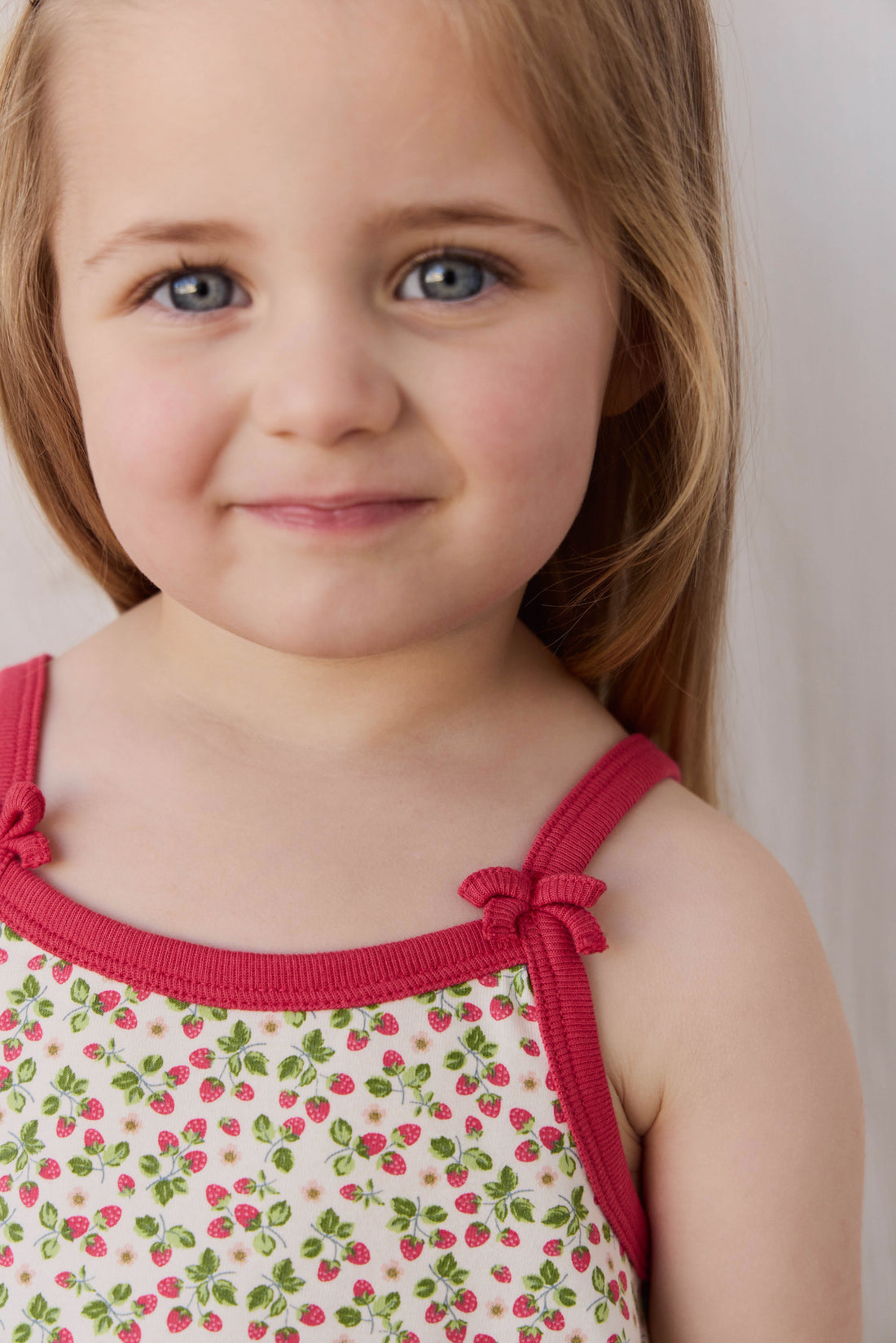 Organic Cotton Jaida Pyjama Singlet Set - Cottage Strawberries Childrens Pyjamas from Jamie Kay NZ