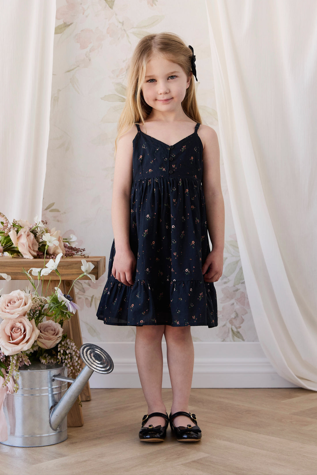 Organic Cotton Kaianna Dress - Eloise Navy Childrens Dress from Jamie Kay NZ
