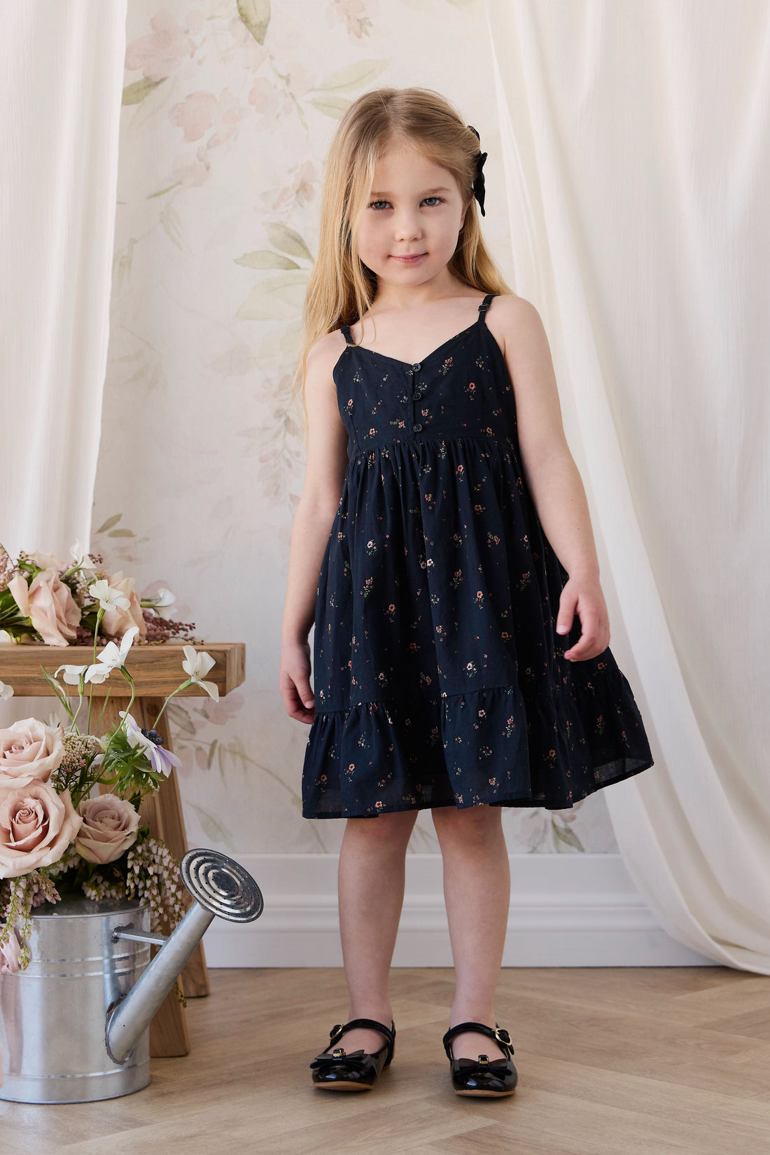 Organic Cotton Kaianna Dress - Eloise Navy Childrens Dress from Jamie Kay NZ