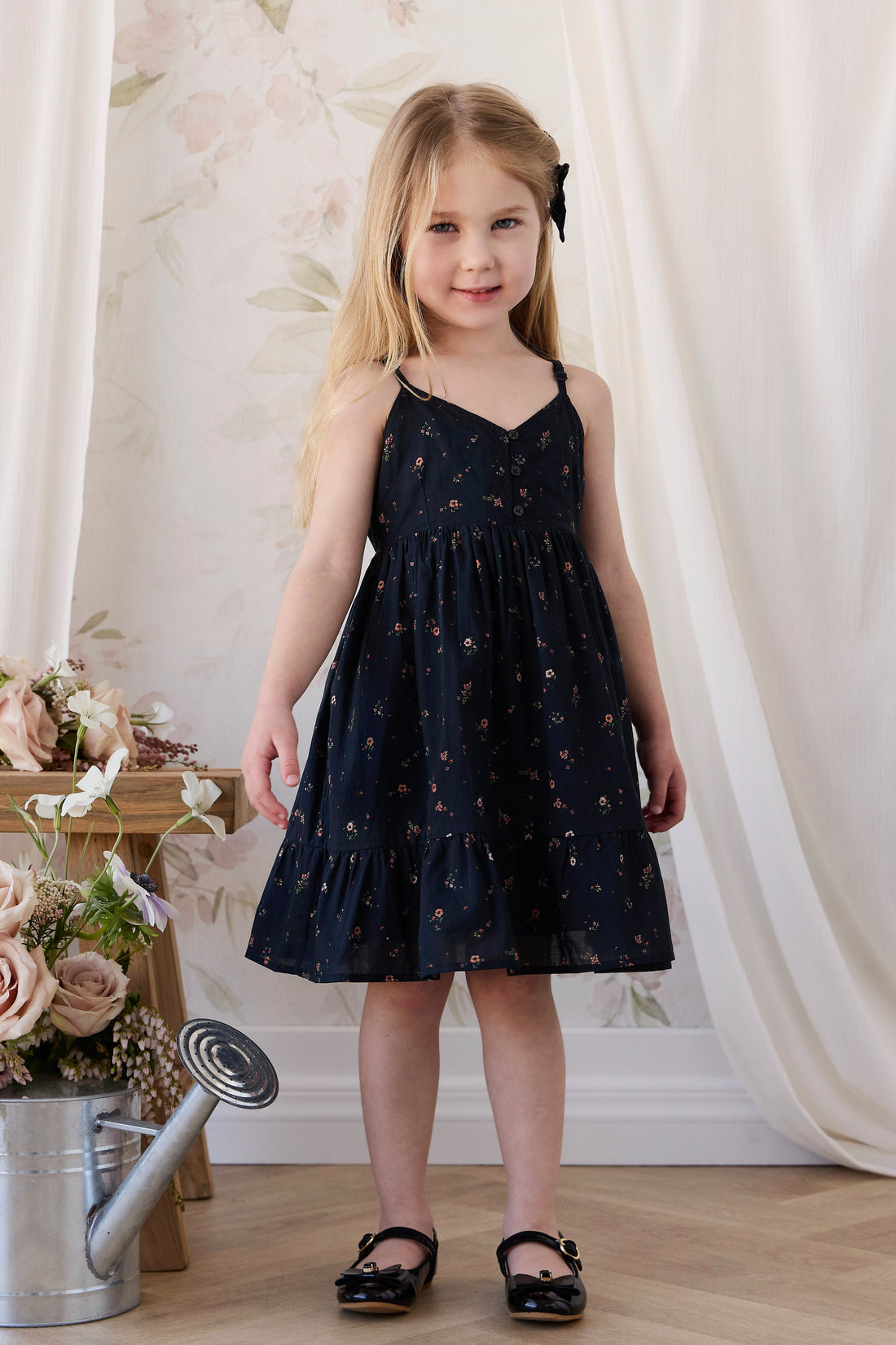 Organic Cotton Kaianna Dress - Eloise Navy Childrens Dress from Jamie Kay NZ