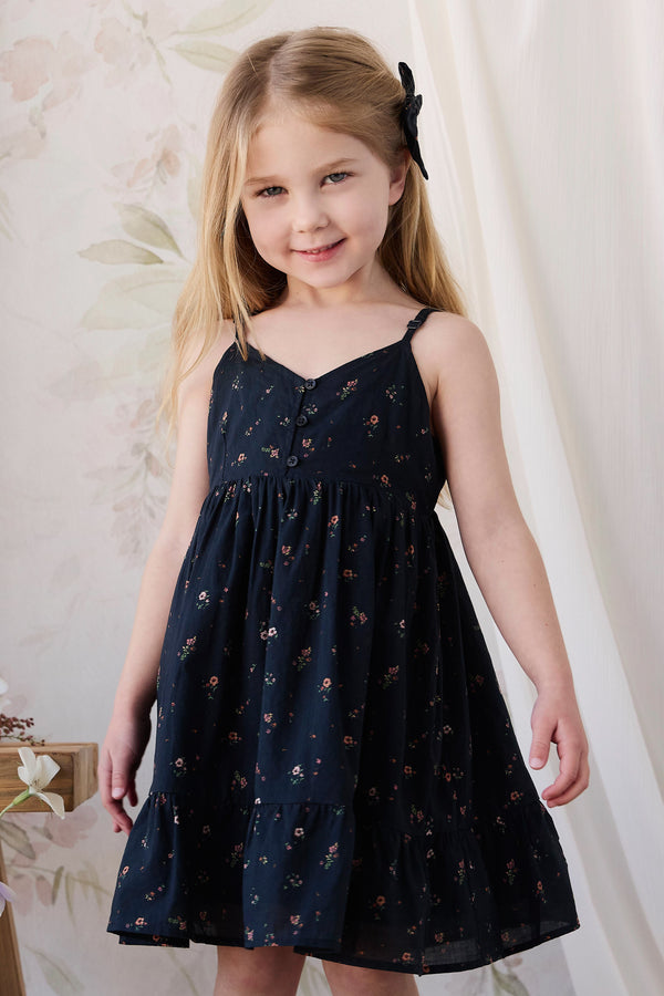 Organic Cotton Kaianna Dress - Eloise Navy Childrens Dress from Jamie Kay NZ