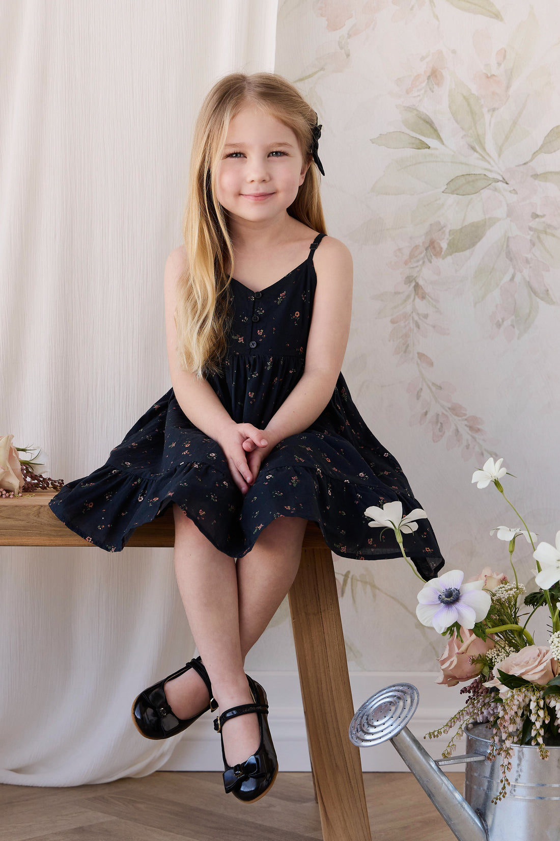 Organic Cotton Kaianna Dress - Eloise Navy Childrens Dress from Jamie Kay NZ