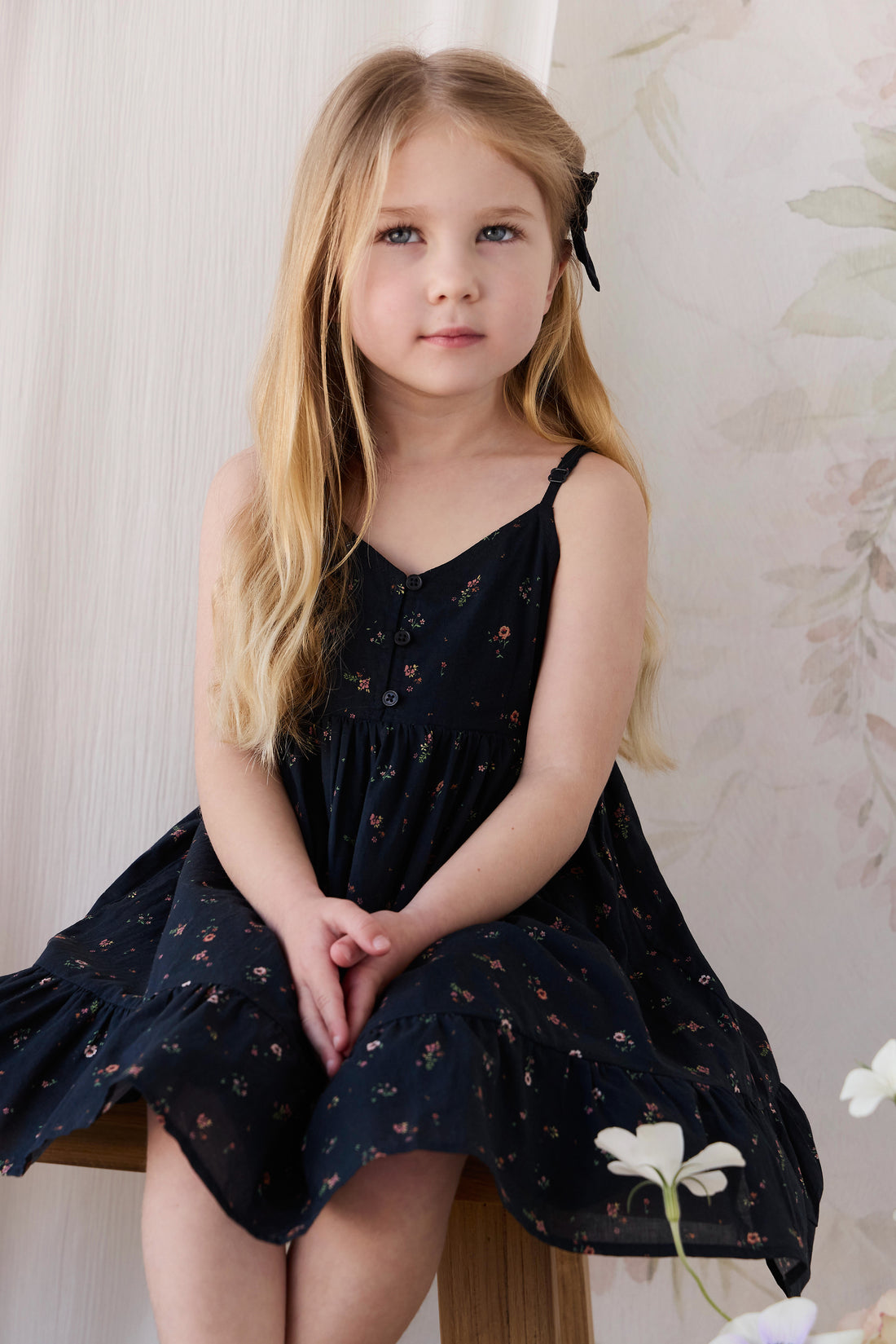 Organic Cotton Kaianna Dress - Eloise Navy Childrens Dress from Jamie Kay NZ