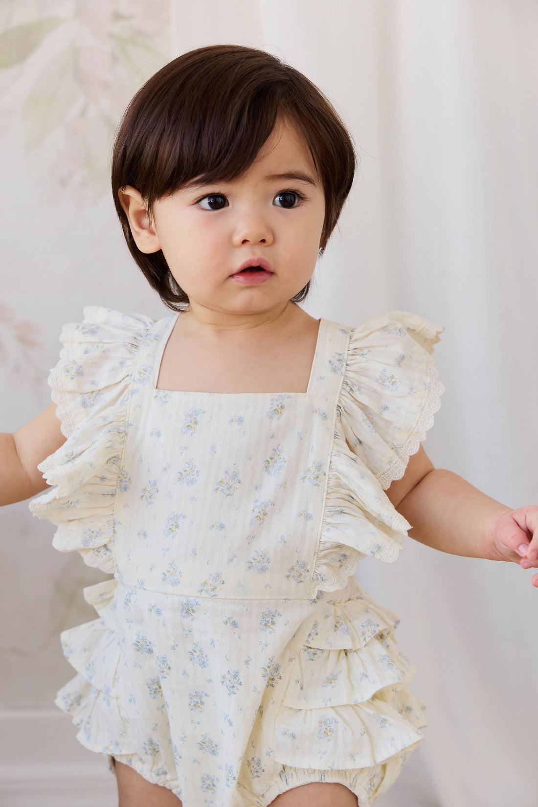 Organic Cotton Elka Playsuit - Justine Vanilla Sky Childrens Playsuit from Jamie Kay NZ
