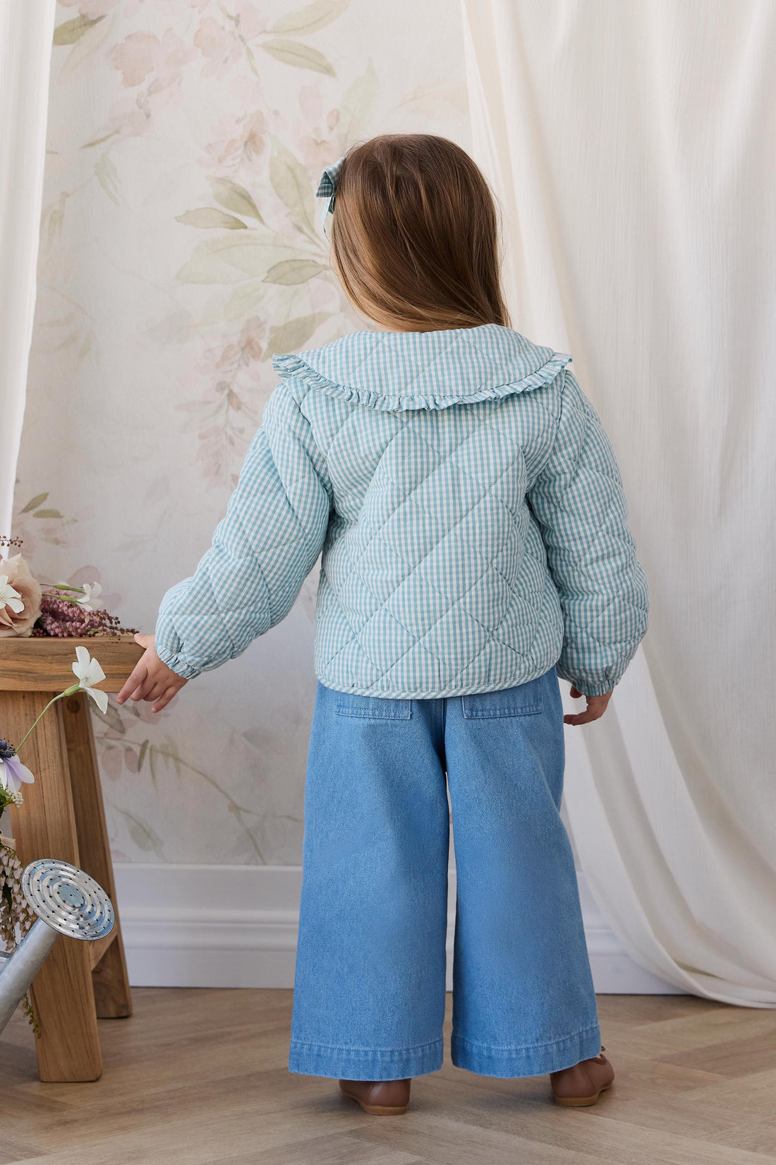 Mariette Jacket - Sky Gray Gingham Childrens Jacket from Jamie Kay NZ
