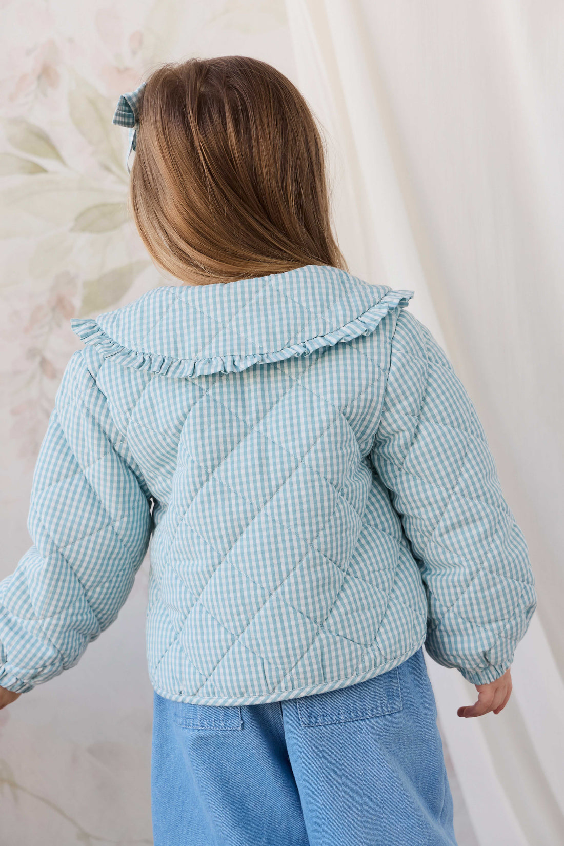 Mariette Jacket - Sky Gray Gingham Childrens Jacket from Jamie Kay NZ