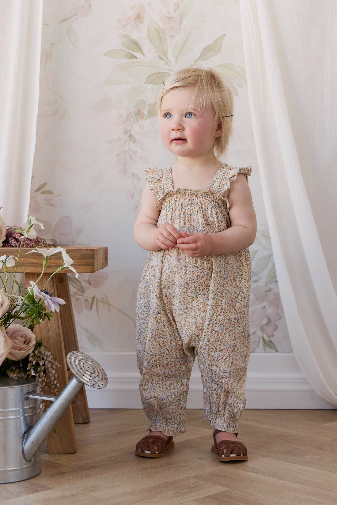 Organic Cotton Catalina Playsuit - Tully Peach Childrens Playsuit from Jamie Kay NZ