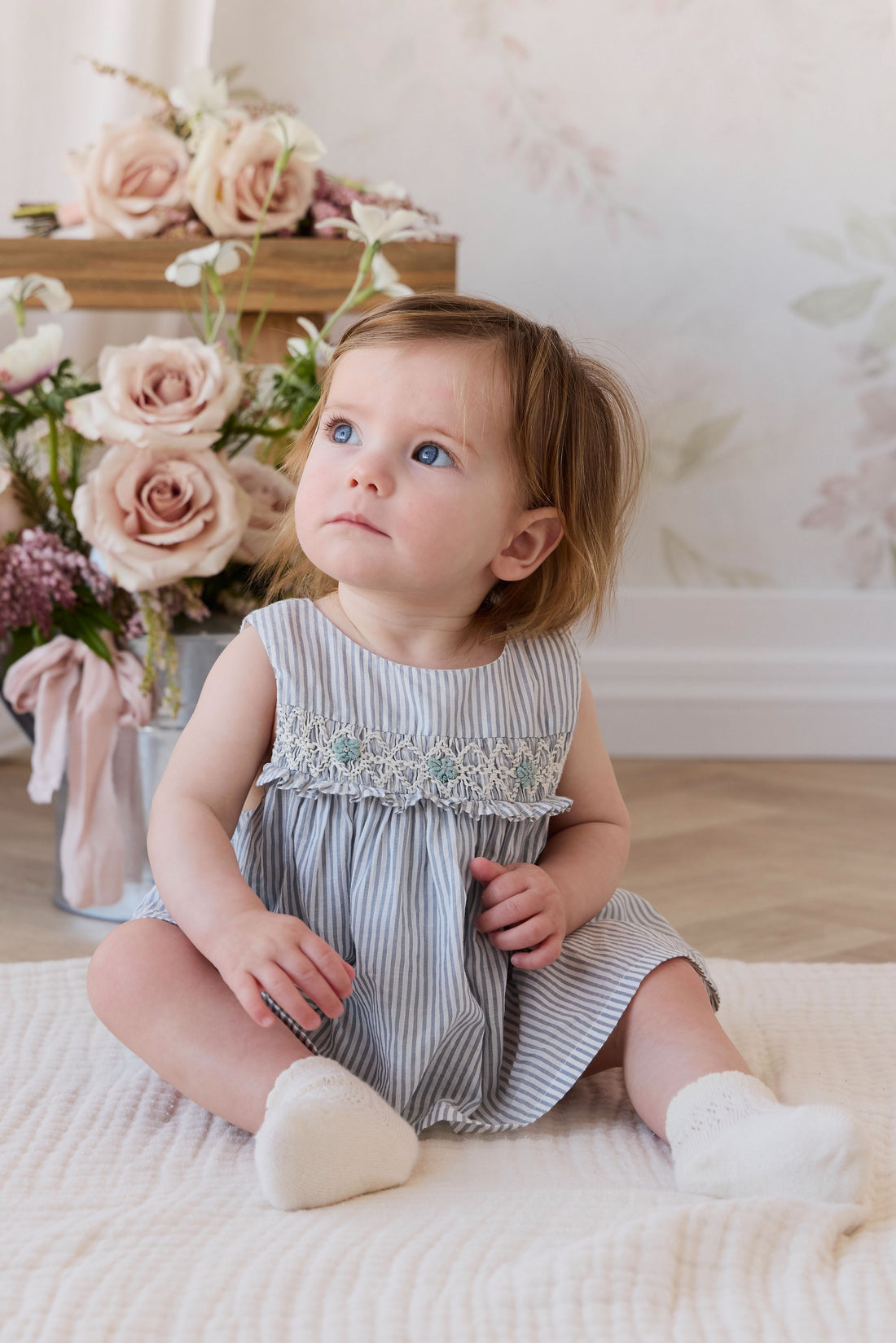 Organic Cotton Gracen Playsuit - Harbour Stripe Childrens Playsuit from Jamie Kay NZ