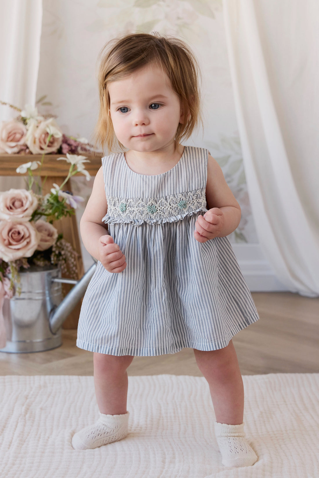 Organic Cotton Gracen Playsuit - Harbour Stripe Childrens Playsuit from Jamie Kay NZ