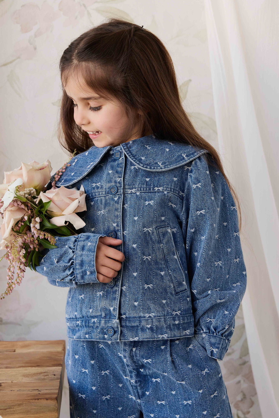 Elka Jacket - Amour Bows Denim Childrens Jacket from Jamie Kay NZ