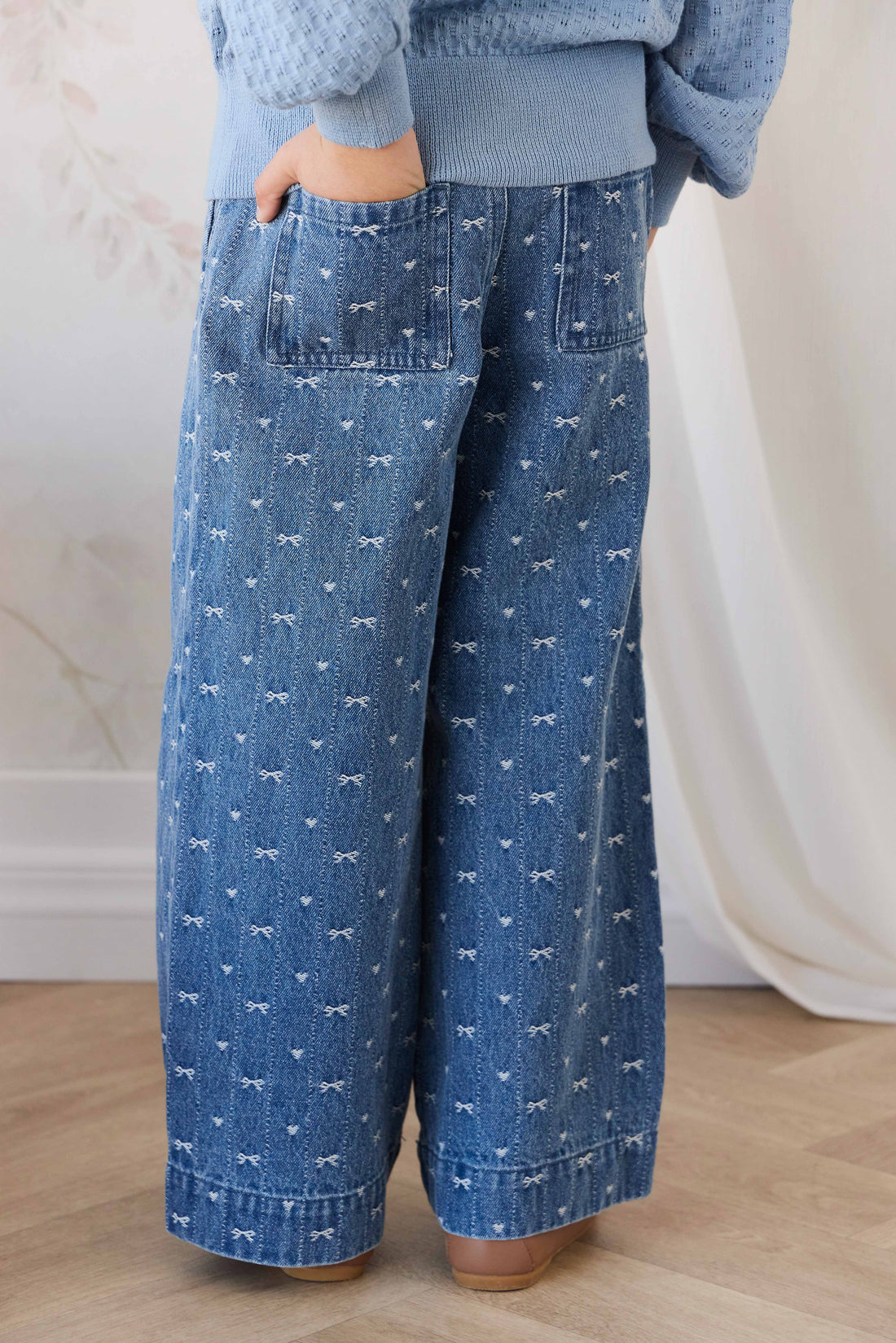 Calianna Pant - Amour Bows Denim Childrens Pants from Jamie Kay NZ