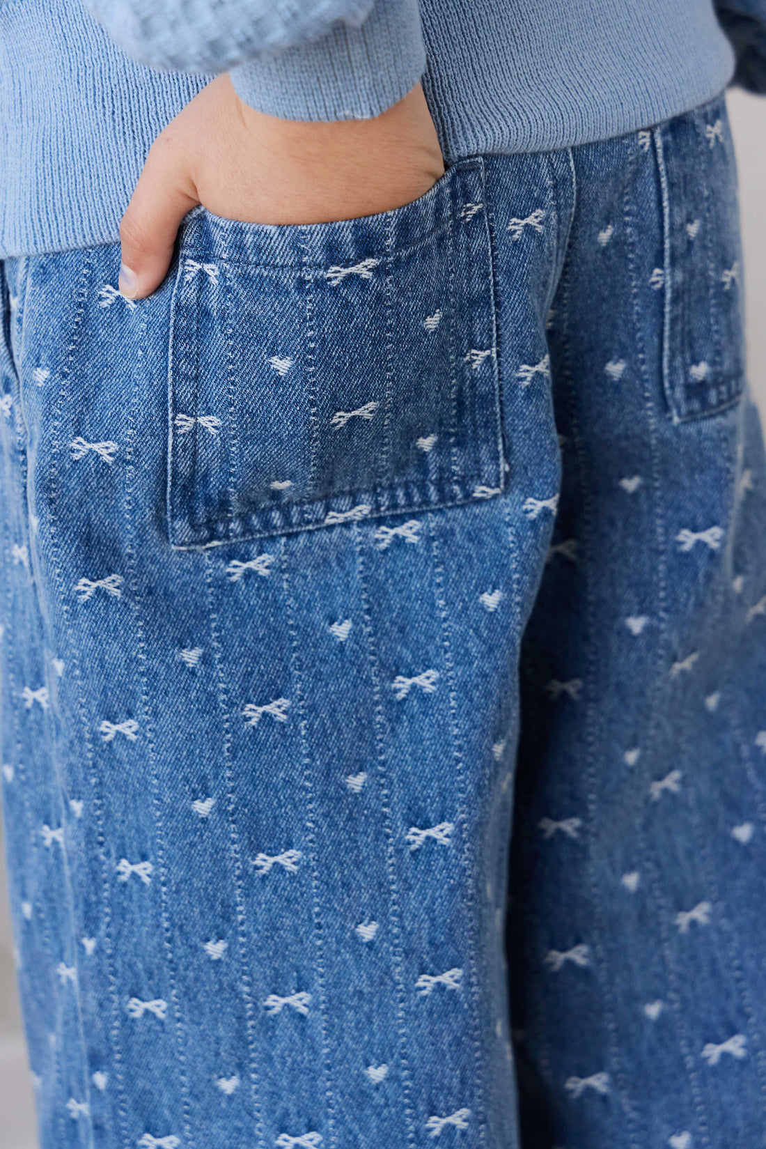 Calianna Pant - Amour Bows Denim Childrens Pants from Jamie Kay NZ