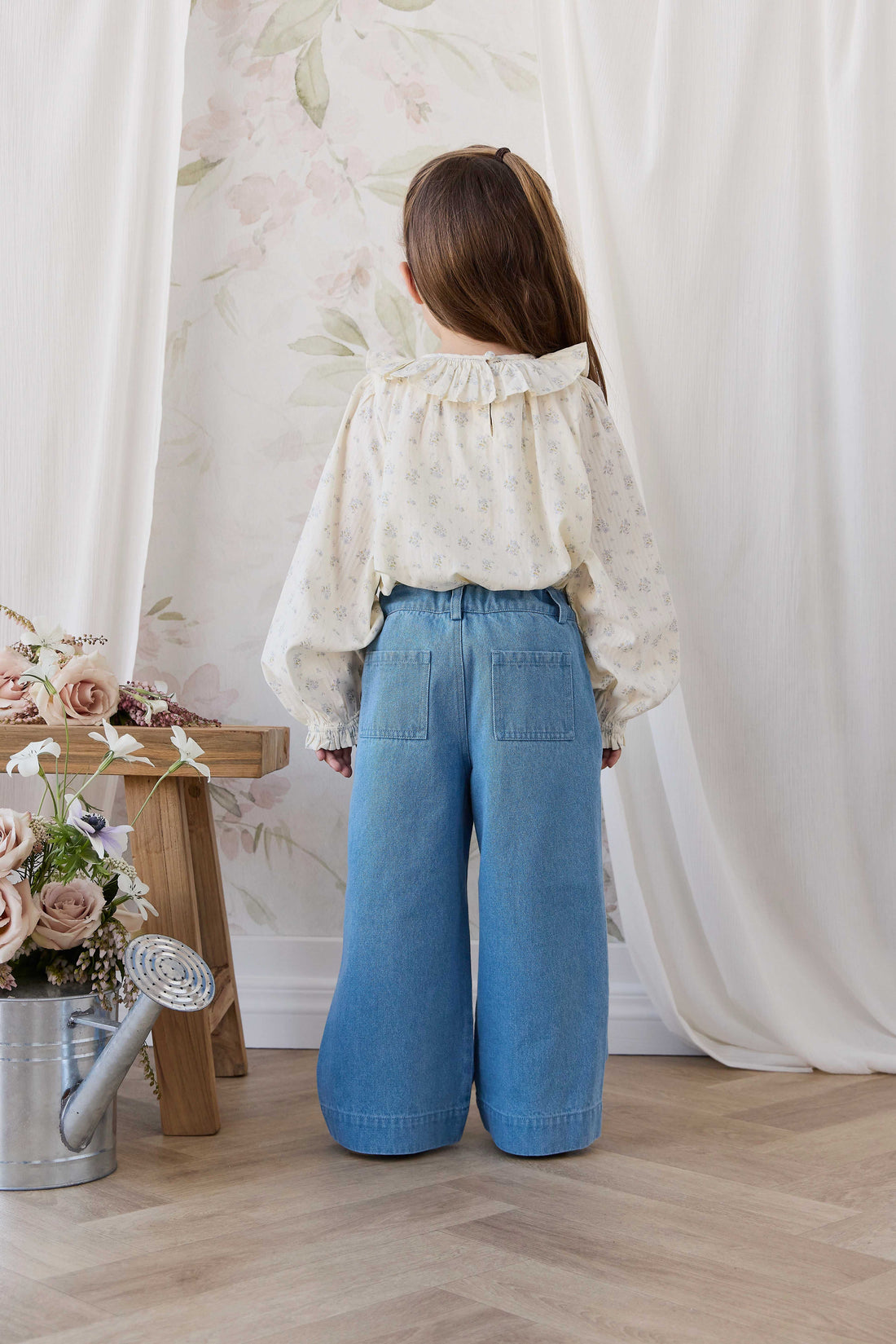 Organic Cotton Leonie Top - Justine Vanilla Sky Childrens Top from Jamie Kay NZ