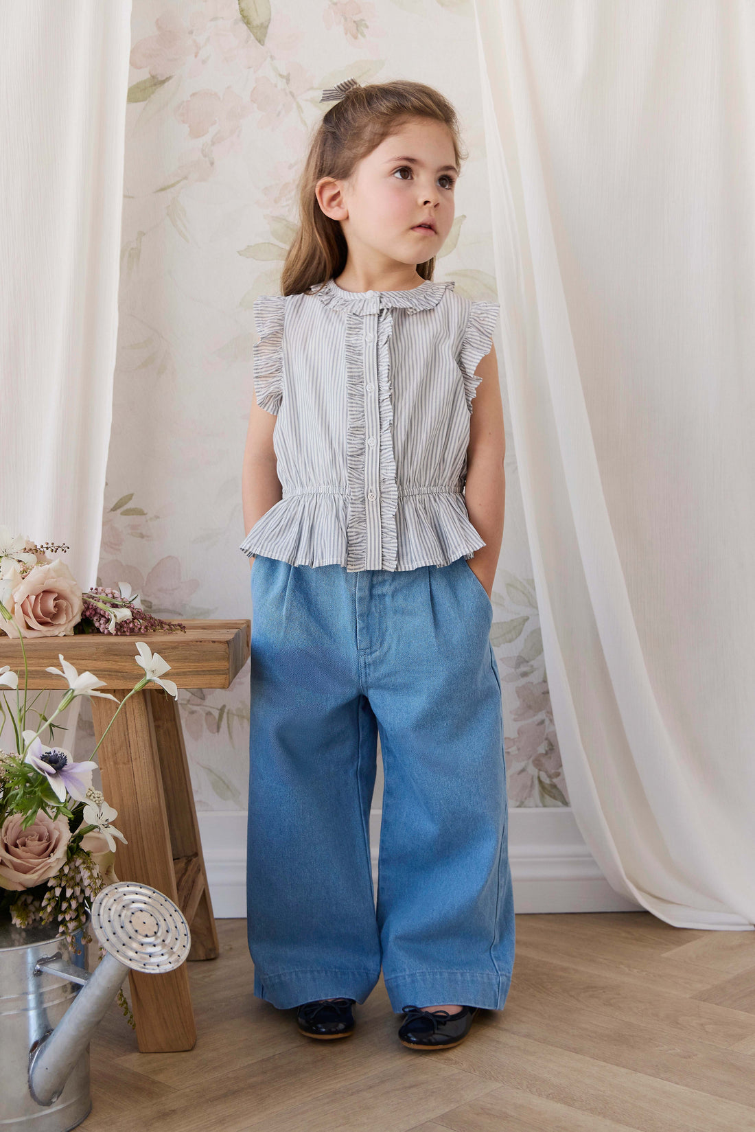Organic Cotton Calianna Top - Harbour Stripe Childrens Top from Jamie Kay NZ