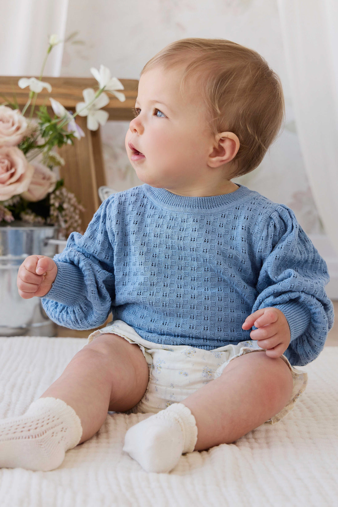 Penelope Jumper - Dusky Blue Childrens Jumper from Jamie Kay NZ