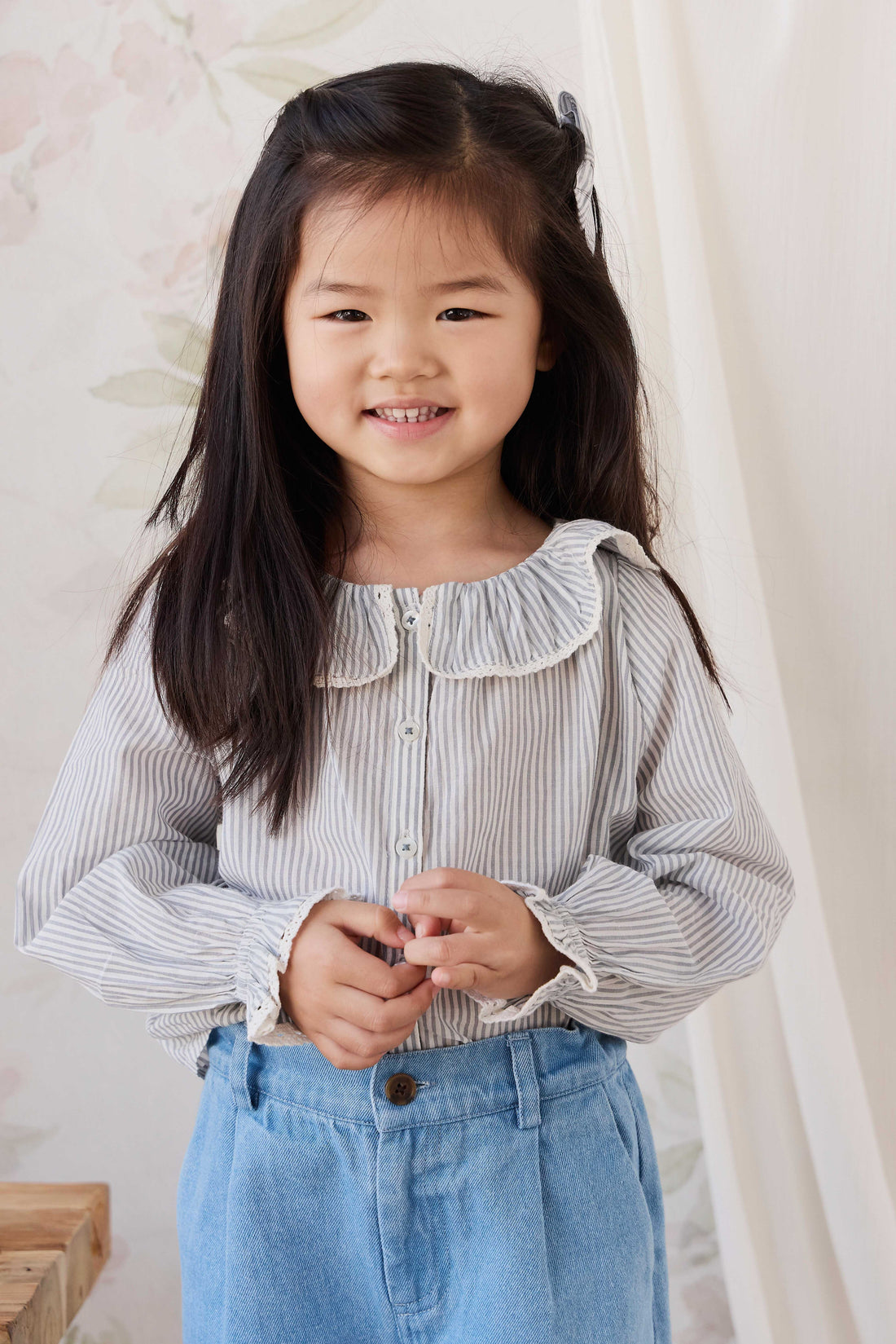 Organic Cotton Dovie Blouse - Harbour Stripe Childrens Top from Jamie Kay NZ