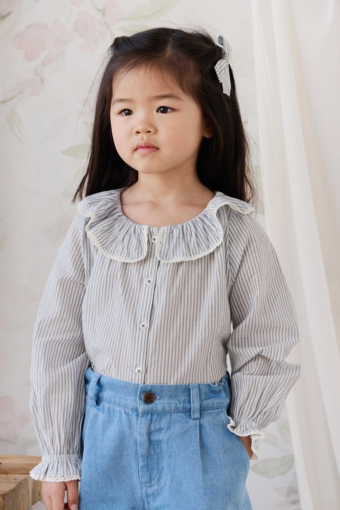 Organic Cotton Dovie Blouse - Harbour Stripe Childrens Top from Jamie Kay NZ