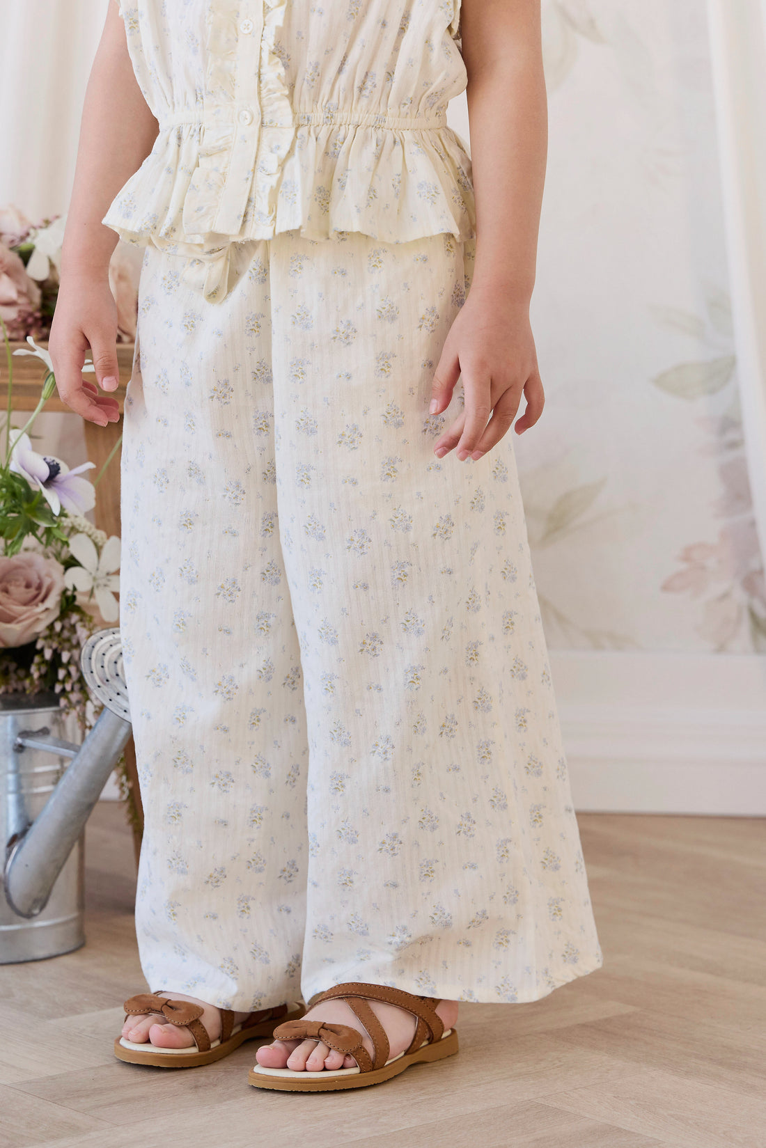 Organic Cotton Cosette Pant - Justine Vanilla Sky Childrens Pants from Jamie Kay NZ
