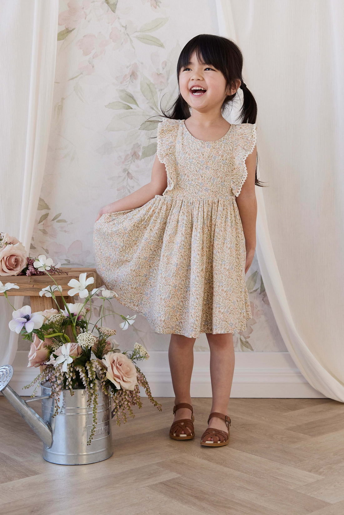 Organic Cotton Helene Dress - Tully Peach Childrens Dress from Jamie Kay NZ